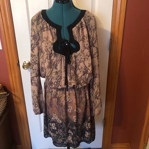 Nurture tunic dress mauve floral boho XL